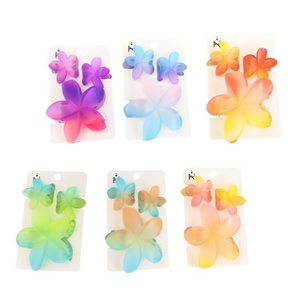 Set di Tre Mollette per Capelli in Gelatina Bicolore Effetto Ghiaccio con Frangipani, 2 Pezzi per Colore, Scatola da 600 Pezzi - Product Image 1