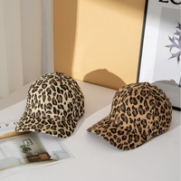Gorra de Béisbol con Estampado de Leopardo, Unisex, Ajustable, Personalizable, 100% Algodón, 6 Paneles, Bordado 3D, Estilo Desgastado, Cuatro Gorras