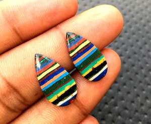 Natural <b>Rainbow</b> Calcsilica Smooth Pear Shape Cabochons 2-Piece Loose Gemstone for Handmade Jewelry Wholesale Stone Beads - Product Image 3