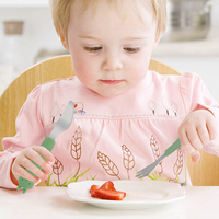Logo personnalisé couleur emballage 4 mois premier bol pour bébé fruits riz alimentation Trianing silicone cuillère et fourchette ensemble de chat lapin forme