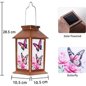 Lampe solaire papillon en métal brun, lumière LED blanc chaud, pour extérieur, cour, étanche, suspendue, cadeau spécial pour maman, grand-mère, sœurs - Product Image 2