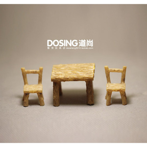 Juego de mesa y sillas en miniatura de resina para bonsái y escenas decorativas, paquete de 3, amarillo claro, amarillo oscuro - Product Image 4