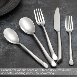 ชุดเครื่องครัวสแตนเลสแบบตีขึ้นรูป สีเงิน ชุดช้อนส้อมมีดสำหรับงานแต่งงาน ช้อน ส้อม มีด ภาชนะสำหรับรับประทานอาหาร - Product Image 3