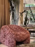 Fauteuil de salon rond irrégulier, artistique et créatif, design unique, rembourré en éponge, revêtement en tissu
