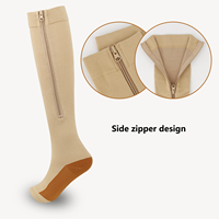 Vente en gros Chaussettes athlétiques unisexes personnalisées Chaussettes longues de haute qualité avec fermeture éclair et compression au genou quantité minimale de commande bas Soutien à la mode