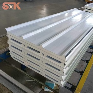 Panneau sandwich EPS à face métallique, prix usine, <span class=keywords><strong>isolation</strong></span> thermique, imperméable, ignifuge, classe B1 B2, pour entrepôts et bâtiments - Product Image 1
