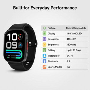 <span class=keywords><strong>Xiaomi</strong></span> Redmi Watch 6 <span class=keywords><strong>Lite</strong></span> หน้าจอ AMOLED 1.96 นิ้ว กันน้ำ 5 ATM พร้อม GPS ติดตามกิจกรรม วัดอัตราการเต้นของหัวใจ นาฬิกาออกกำลังกาย - Product Image 2