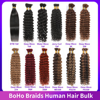 Cheveux humains vierges non tissés en vrac, ondulés profonds, pour tresses bohèmes et extensions de cheveux naturels – Vente en gros