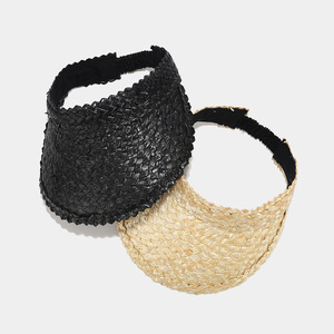 2025 grosir baru musim panas nanas menenun jerami buatan tangan tanpa matahari topi bisbol wanita rekreasi visor topi - Product Image 3