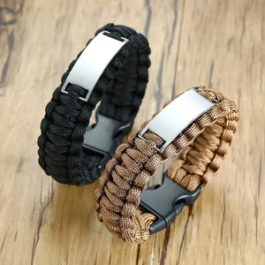 Outdoor Sports Braided <b>Rope</b> <b>Bracelet</b> For Men Women Blank Titanium Steel Curved Bar Adjustable Engravable Waterproof Wristband - Product Image 4
