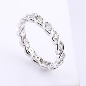 แหวนแต่งงานผู้หญิง ดีไซน์ทันสมัย ประดับเพชรซิคอน ชุบโรเดียม เงินแท้ 925 ลายถักแบบเต็มวง สำหรับงานปาร์ตี้และวันครบรอบ - Product Image 5