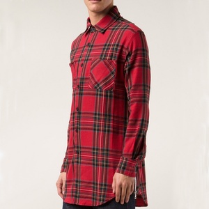 Custom Sleeves Men's Street Wear Shirts Plaid Zipper Curve Hem Flannel Shirts Oversize Check Raw <b>Edge</b> Button up Shirts for <b>Male</b> - Product Image 5