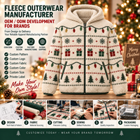 Veste polaire à capuche pour femme, motif lumières de Noël, en sherpa, entièrement zippée, manteau d'hiver, fabrication de vêtements sous marque privée