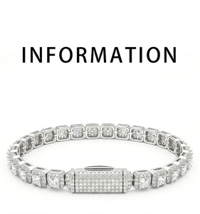 Bracelet tennis en moissanite taille princesse, argent 925 plaqué rhodium, bijoux de luxe géométriques pour femme, pour mariage - Product Image 4