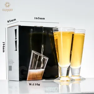 Free Custom Logo Beer Glasses Pilsner Pint Beer Drinking Glass Tall Footed Juice Glass Beer Tasting Glass