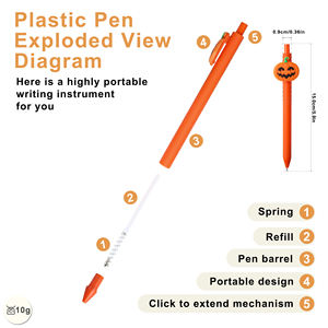 Fournitures de papeterie d'Halloween, design classique citrouille et fantôme, patchs en PVC souple, stylos à bille avec logo personnalisé pour cadeaux d'étudiants - Product Image 2