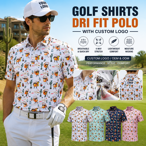 Chemises de golf Dry Fit Polo avec logo personnalisé, impression intégrale, performance, séchage rapide, extensibles, fournisseur pour hommes - Product Image 1