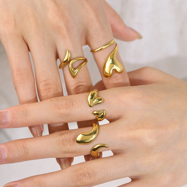 Hot Selling Wholesale Open Unique Cheap Designer Vintage Ring 18k Gold Stackable Fashion Rings Women Jewellery TGJZ5299