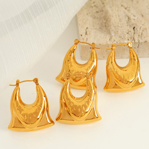Geometric Hoop <b>Earrings</b> <b>Gold</b> EH411 Stainless Steel Non Fading Fashion <b>Dangle</b> <b>Earrings</b> - Product Image 2