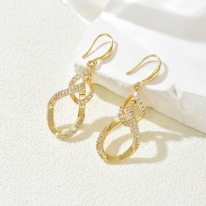 Pendientes de tuerca de borla de lujo populares para mujer, joyería Simple de moda con piedra de circón - Product Image 4