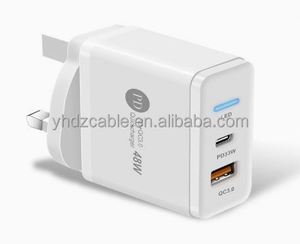 EU UK US 48W <b>USB</b> <b>C</b> Power <b>Adapter</b> with LED Light QC3.0 <b>USB</b> Dual Port Travel Fast Charging Head Smartphone Wall Charger - Product Image 3