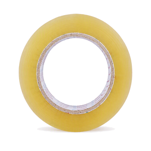 Cinta de embalaje BOPP de 48 mm x 100 m, transparente y amarilla, para sellado de cajas en almacenes, despacho y recepción en estanterías. - Product Image 1