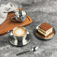 Set da Caffè in Acciaio Inox 304 a Doppia Parete in Stile Coreano, Design Moderno e Minimalista di Alta Qualità