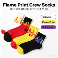 Chaussettes mi-mollet personnalisées à imprimé flamme pour hommes et femmes, chaussettes tricotées tendance pour skateboard, fournisseur en gros