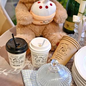 أكواب قهوة ورقية مخصصة قابلة للاسترداد بيضاء لطيفة بنمط القط بجدار واحد للاستعمال مرة واحدة - Product Image 4