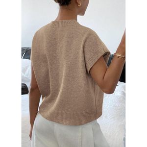 FOXA Chaleco de punto para mujer, manga corta, bordado de flores, ropa de abrigo para primavera y verano - Product Image 4