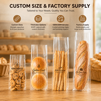 Sacs d'emballage en plastique BOPP transparents de qualité alimentaire avec soufflet latéral, anti-buée, scellés au centre, pour boulangerie, vente en gros