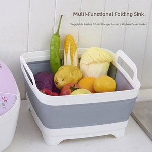 Bassin de lavage pliable contemporain en plastique 9L (2,4 Gal) – Évier de <span class=keywords><strong>camping</strong></span> rétractable et pliable pour cuisine, lessive et usage senior - Product Image 2