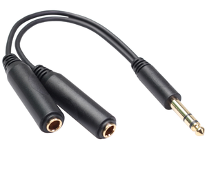 20cm 6.35mm 1/4 inci Male TRS steker Stereo ke 2*6.35mm 1/4 inci Male TRS Female Audio Y kabel Splitter - Product Image 4