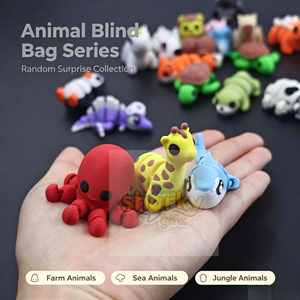 Pochette surprise de fête, figurines d'animaux de dessin animé articulées imprimées en 3D, mini sac mystère aléatoire pour animaux de compagnie, cadeau pour garçons et filles - Product Image 6