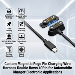 कस्टम चुंबकीय पोगो पिन चार्जिंग तार का उपयोग मोटर वाहन चार्जर इलेक्ट्रॉनिक अनुप्रयोगों के लिए डबल पंक्तियों 10 पिन - Product Image 1