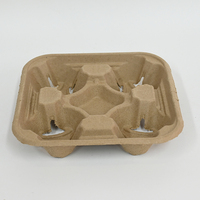 Support à 4 tasses compostable en pâte à papier, plateau perforé détachable pour café, conteneur écologique pour boissons à emporter