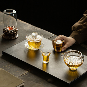 Taza de té Gaiwan con tapa, juego de té Kung Fu de vidrio resistente al calor, taza individual para el té de la tarde - Product Image 2