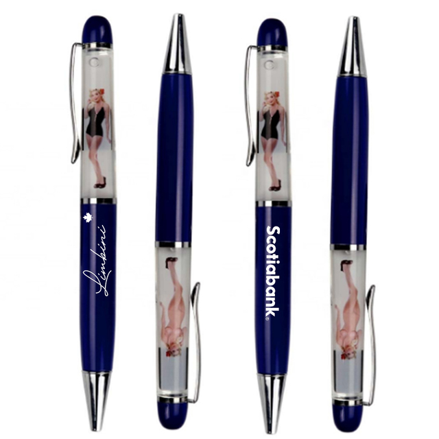 Novelty 3D Metal Ballpoint Automatic Stripping Ladies Mulher Nua Naked Women Liquid Floating Crazy Horse Stripper Pen logo