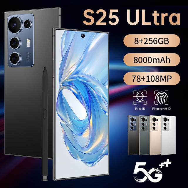 2025 Latest S25 ULTRA 5G Global Unlocked 8GB+256GB Storage 7.3 Inch HD Screen Quad Core CPU Mobile 108MP Dual Sim Card Slots