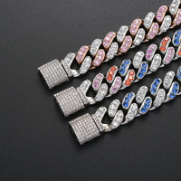 Coloré arc-en-ciel rose et blanc CZ Miami cubain lien chaîne Hip Hop glacé diamant Bracelet bijoux à la mode