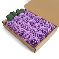 Boîte de fleurs artificielles en rose, aspect réaliste avec tiges pour bouquets de mariage DIY, fête de mariage, roses en mousse blush