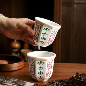 Nouvel arrivage de tasses à café Cawa <span class=keywords><strong>Kawa</strong></span> en céramique porcelaine à usage familial de style arabe de luxe traditionnel unique - Product Image 1