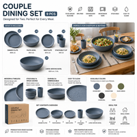 Ensemble de vaisselle en silicone sans BPA, 9 pièces, pour 2 personnes, assiettes et bols en silicone, ensemble de vaisselle incassable pour la cuisine et le camping