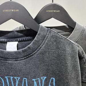 230G <b>Acid</b> Washed Blank Custom Cotton StreetWear Tshirt Oversized <b>Drop</b> Shoulder Custom High Quality Vintage Heavy Weight T Shirt - Product Image 1