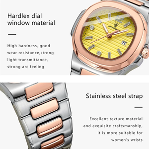 Orologio da Donna Poedagar, Quadrante Quadrato in <span class=keywords><strong>Acciaio</strong></span> Inossidabile, Movimento al Quarzo, Impermeabile, Luminoso, con Data - Product Image 4