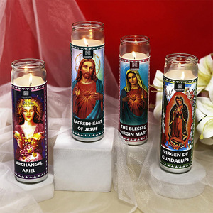 Adesivo personalizzato all'ingrosso etichetta privata 7 giorni religioso messicano devozionale veglia Novena preghiera santi bianco vaso di vetro cera candela - Product Image 4