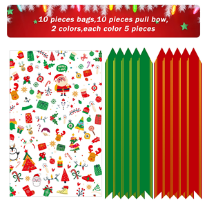 Sacs en cellophane OPP pour paniers de Noël, flocons de neige, 36 x 24 pouces, grands sacs en cellophane avec nœuds à tirer pour paniers et certains grands cadeaux de Noël - Product Image 3