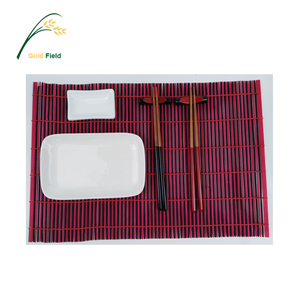 Vaisselle contemporaine 8 PCS <span class=keywords><strong>Sushi</strong></span> Dinner Set For Two In Gift Box avec baguettes de <span class=keywords><strong>tapis</strong></span> de table en <span class=keywords><strong>bambou</strong></span> - Product Image 5