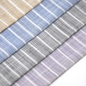 Factory price 105gsm TC imitation linen stripe 45% cotton 55% polyester fabric for shirt