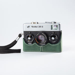 Retro gerçek deri kamera çantası <span class=keywords><strong>Rollei</strong></span> 35 S fotoğraf çantası koruyucu kılıf için el yapımı hakiki kamera yarım vaka özelleştirmek - Product Image 1